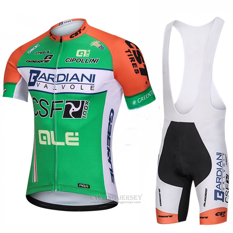 2018 Cycling Jersey Bardiani Csf Green Short Sleeve Salopette